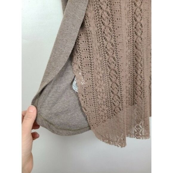 A'reve Womens BOHO Fairy Cardigan Medium Brown Crochet Button Front Oversized - Picture 5 of 8